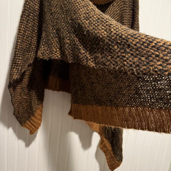 Anthropologie Wooden Ships Mohair Wool Poncho Sweater Black Brown Size Medium - Picture 3 of 7